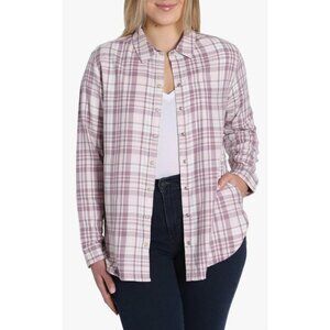 Jachs Girlfriend Purple Plaid Pearl Snap LS Soft Flannel Top S Relaxed